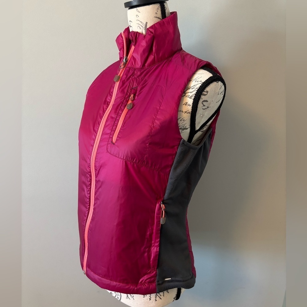 Land’s End Lightweight Puffer Vest Fuchsia Pink Orange Outdoor Hiking Running XS - Picture 2 of 7